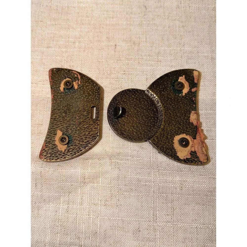 Vintage Style Faux Turquoise Coral Mosaic Bow Belt Buckle Western Boho Brass